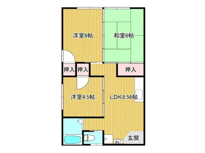 宮崎アパート(3DK/1階)の間取り写真