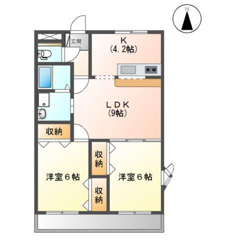 ラピュタ(2LDK/2階)の間取り写真