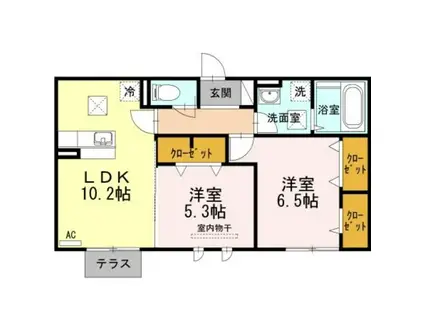 ディールーム後藤寺 A棟(2LDK/2階)の間取り写真