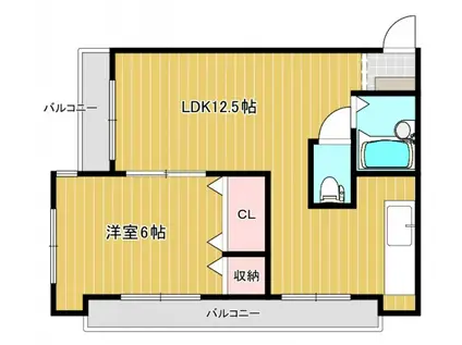 ステラ舟入中町(1LDK/4階)の間取り写真