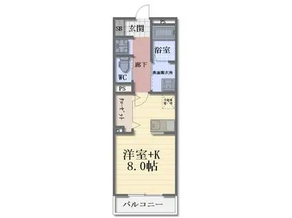 メゾン・ハイテクノ(ワンルーム/2階)の間取り写真