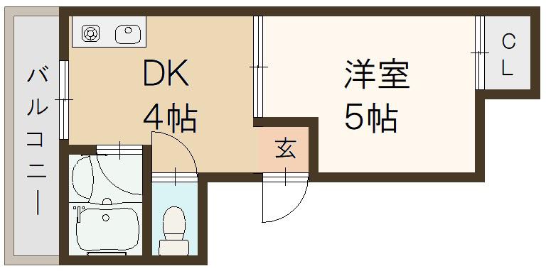 エムロード緑町(1DK/3階)の間取り写真