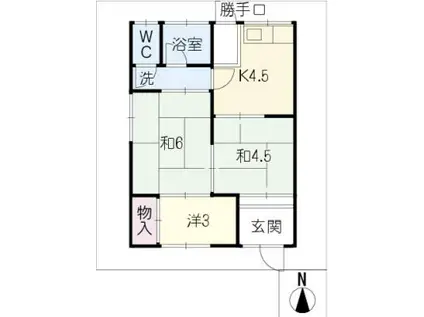 西田IV 西(3K/1階)の間取り写真