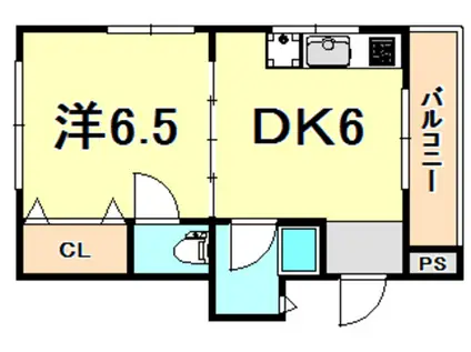 フォーシーズンズ旗塚(1DK/3階)の間取り写真