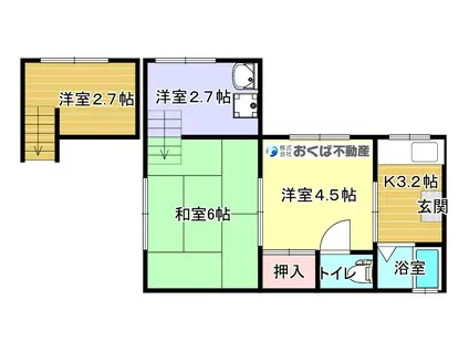 白鐘コーポ(2SK/2階)の間取り写真