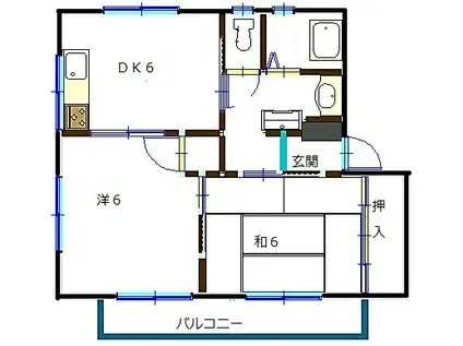 ミチマサハイツA(2DK/2階)の間取り写真