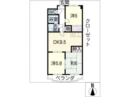 ヴィクトワール弐番館(3DK/3階)の間取り写真