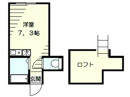 ユナイト山手六花荘(ワンルーム/2階)の間取り写真