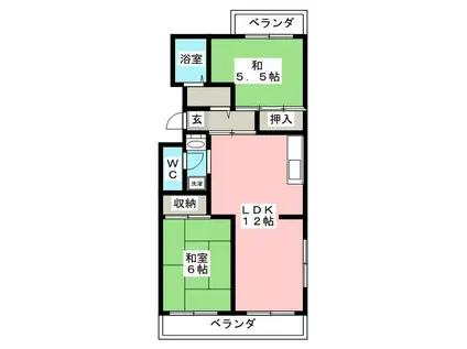 ファミリアマンション宮崎台(2LDK/1階)の間取り写真