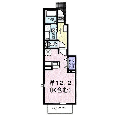 ネオハイムD(ワンルーム/1階)の間取り写真