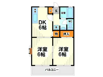 アドバンス多磨A棟(2DK/2階)の間取り写真