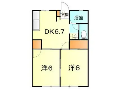 ハイツマルヤマII(2DK/1階)の間取り写真