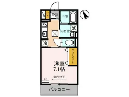 チェリーブロッサム勝部(1K/1階)の間取り写真