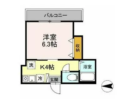 ソネット武蔵新城(1K/3階)の間取り写真