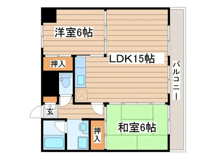 ボナール錦町(2LDK/8階)の間取り写真