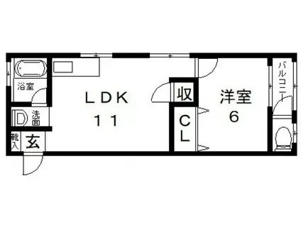 ターフィーズフラット菱屋西(1LDK/2階)の間取り写真