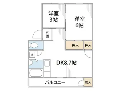 ハイツアキモト(3K/2階)の間取り写真