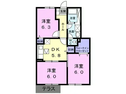 シャルマン桜 C(3DK/1階)の間取り写真