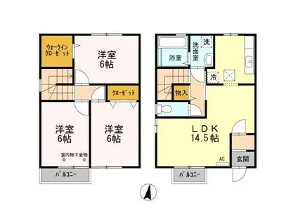 シャトーヤマト(3LDK/1階)の間取り写真