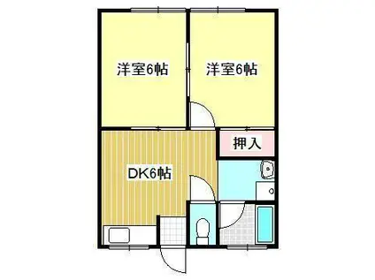 けやき荘 B棟(2DK/1階)の間取り写真