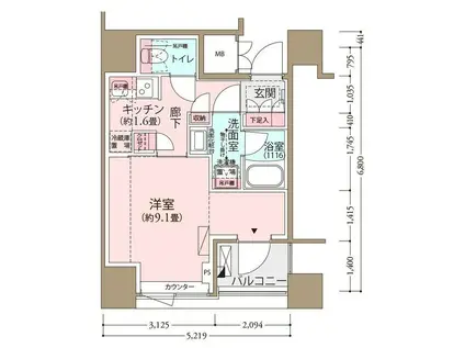 フロール横濱関内(1K/12階)の間取り写真