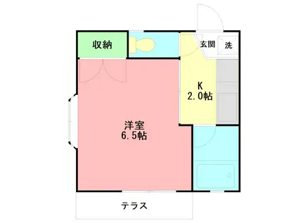 琥珀ハイツ(1K/1階)の間取り写真