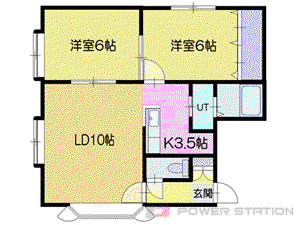 ルミエールスハラ奥沢(2LDK/2階)の間取り写真