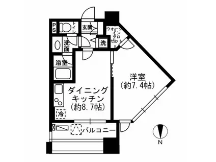 レジディア市ヶ谷(1LDK/3階)の間取り写真