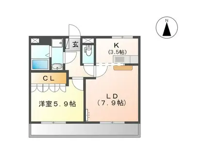 ドマーニK(1LDK/2階)の間取り写真