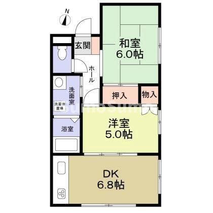 ベルンハイム(2DK/2階)の間取り写真