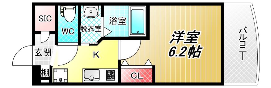 LUXE布施南II(1K/4階)の間取り写真