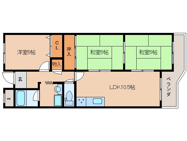 ネオハイツ平城(3LDK/2階)の間取り写真
