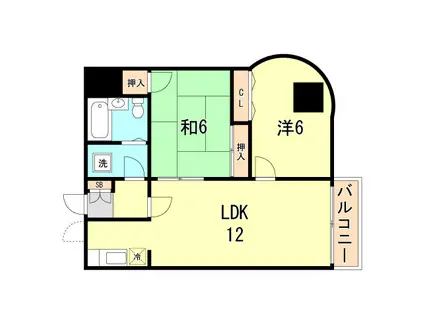 ひろやビル(2LDK/4階)の間取り写真