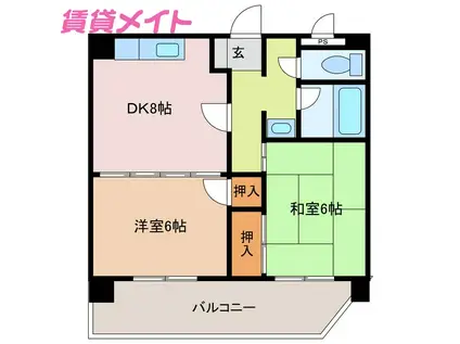 ホーマットサウス(2DK/4階)の間取り写真