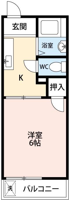 竜美ケ丘ホームズ(1K/2階)の間取り写真