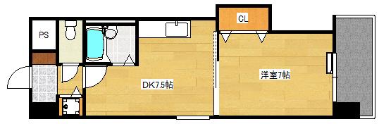 ミッションデルタ(1DK/3階)の間取り写真