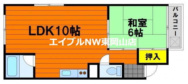 美建ビル(1LDK/4階)の間取り写真