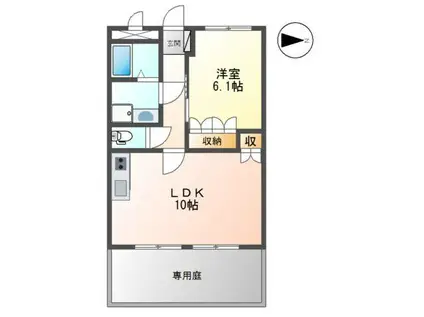 スモールガーデン巧(1LDK/1階)の間取り写真