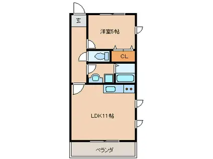 エルフレックス(1LDK/2階)の間取り写真