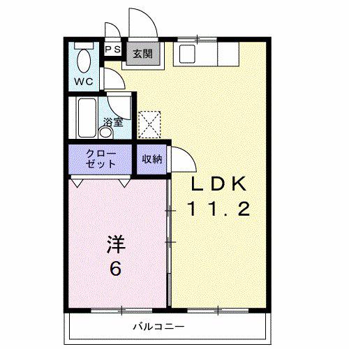 パープルハイツ(1LDK/2階)の間取り写真