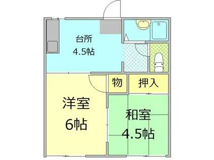 フォーブル原里(2K/1階)の間取り写真