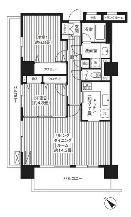 グランピラー高井戸 8階階 間取り