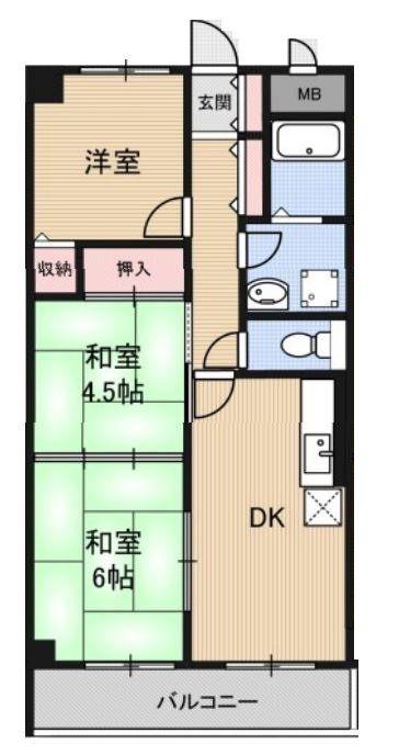 アルカザーレ国分西(3LDK/2階)の間取り写真