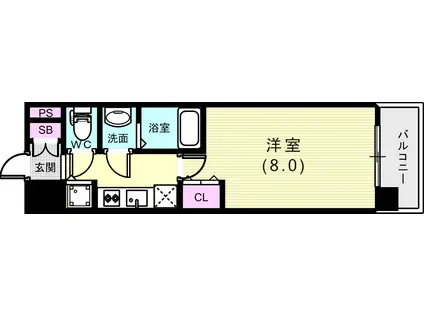 エスライズ新神戸II(1K/3階)の間取り写真