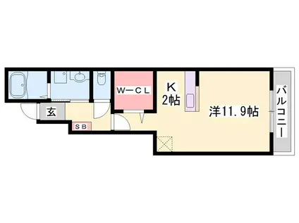 アバンツァート玉手III(ワンルーム/1階)の間取り写真
