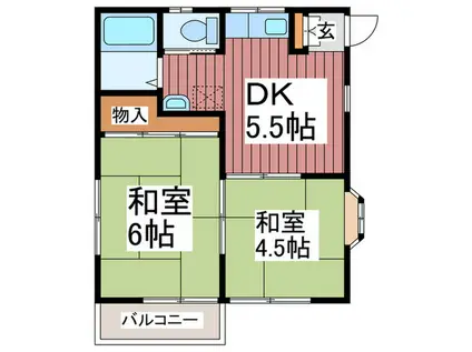 石倉ハイツ(2DK/2階)の間取り写真
