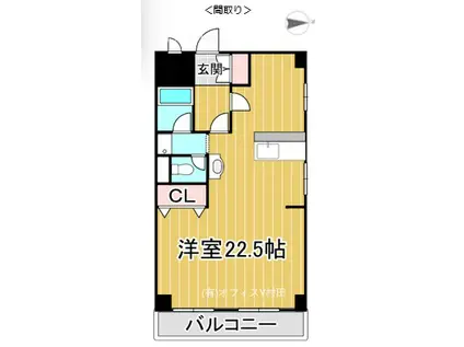 胡蝶ビル(ワンルーム/2階)の間取り写真