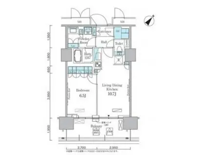 HARUMI FLAG PORT VILLAGE C棟(1LDK/4階)の間取り写真