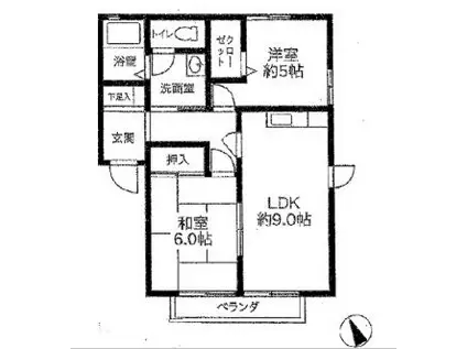 カサベルデ(2LDK/1階)の間取り写真