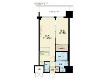 グランカーサ新大阪サウス(1LDK/9階)の間取り写真